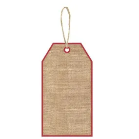 12" Tag Shaped Burlap Look Sign AP8706