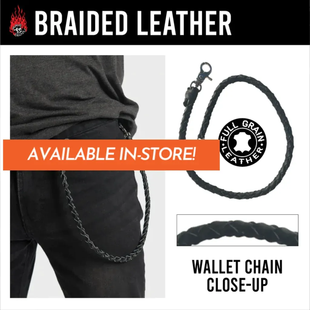 24" Wallet Chain 60017 Braided Leather Wallet Chain | Hair Glove