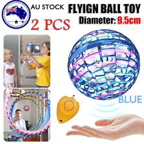 2pcs Blue Mini Hand UFO Drones, LED Lights, Safe Material