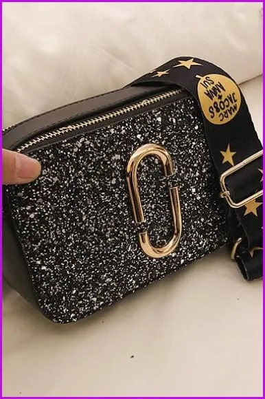 3 Colors Ladies Sequin Square Cross Body Bag