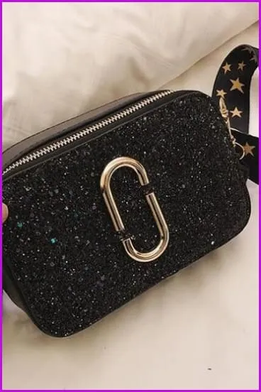 3 Colors Ladies Sequin Square Cross Body Bag