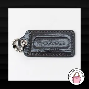 3″ Large COACH DARK GRAY PATENT LEATHER KEY FOB BAG CHARM KEYCHAIN HANGTAG TAG