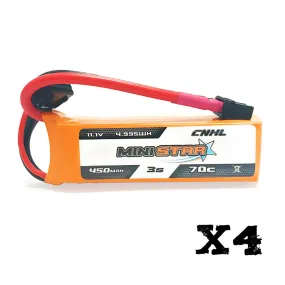 4 Packs CNHL MiniStar 450mAh 11.1V 3S 70C Lipo Battery with XT30U -UK Warehouse