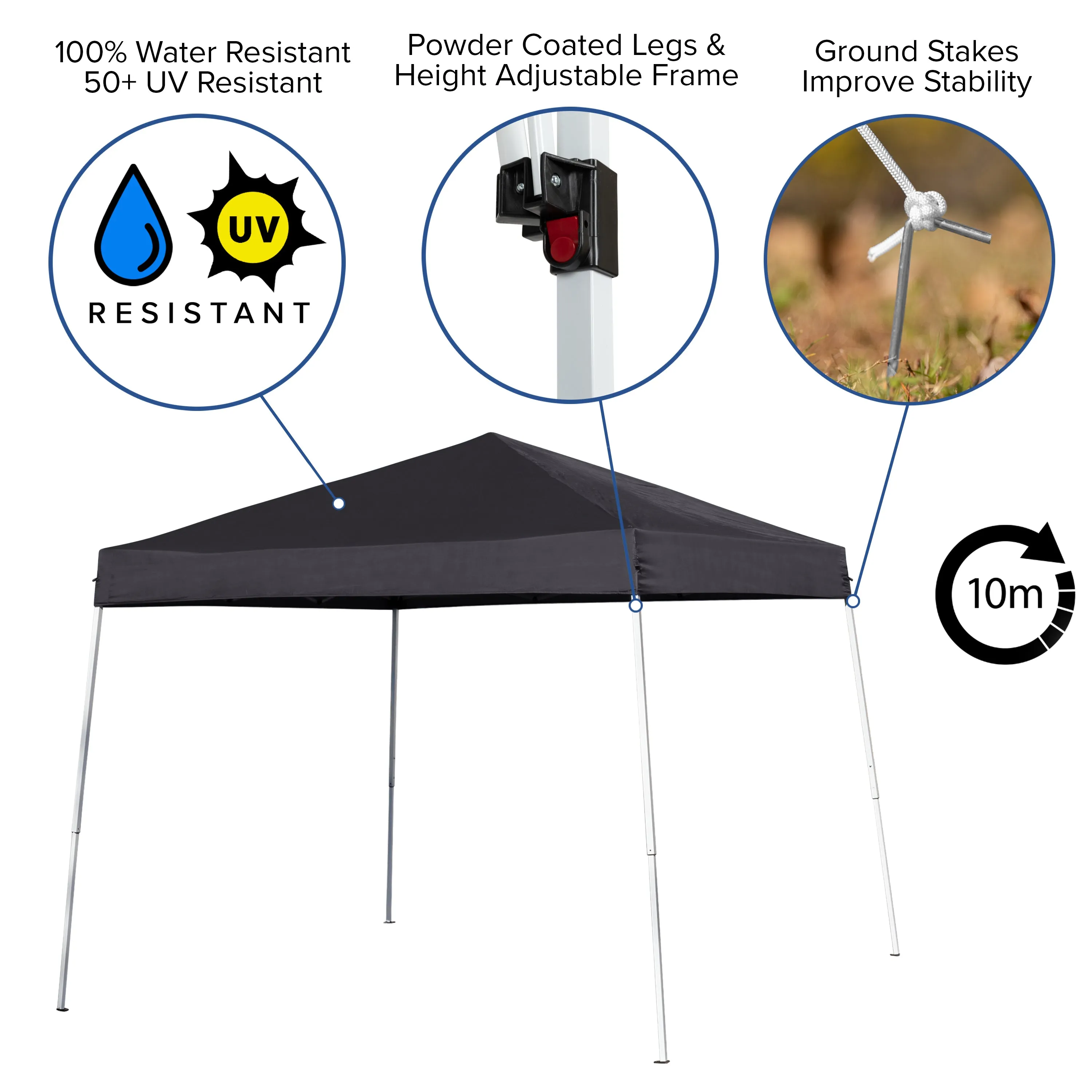 8'x8' Black Pop Up Canopy JJ-GZ88-BK-GG