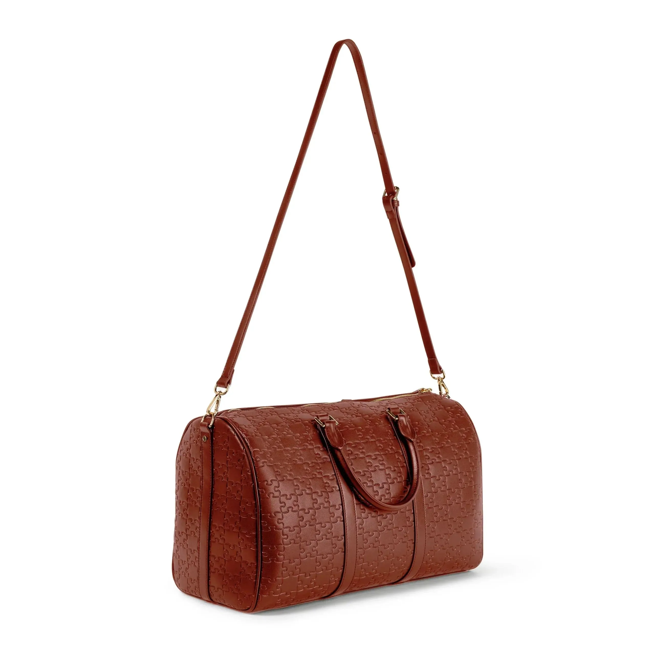 Abimbola Jigsaw Duffle Bag Brown Waxed Leather