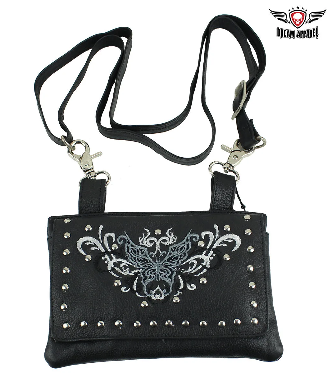 All Naked Cowhide Leather Black Butterfly Belt Bag