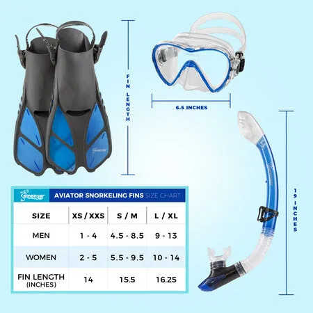 Aviator Snorkel Set - Clear Blue