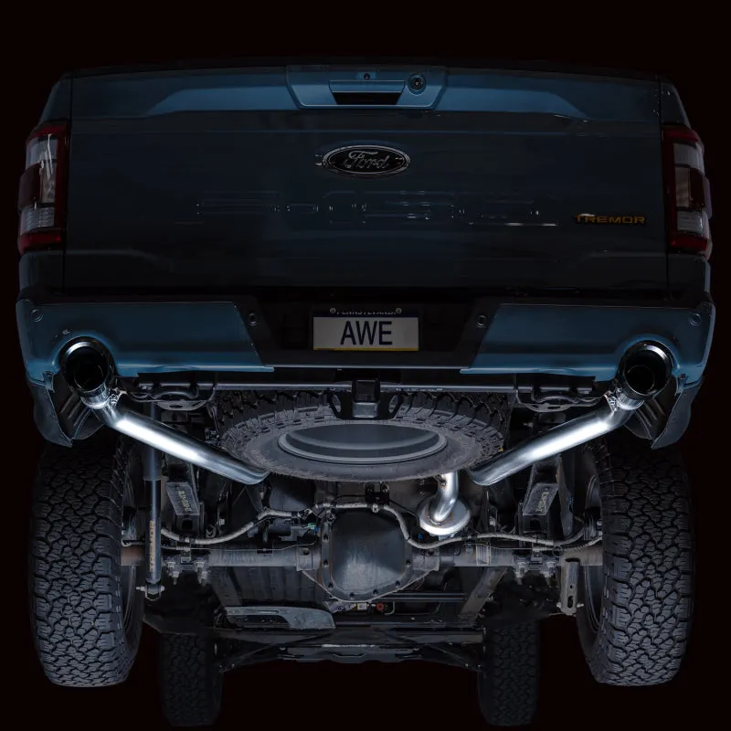 AWE Tuning 2021  Ford F-150 Tremor (w/ Bumper Cutouts) 0FG Non-Resonated Catback -Diamond Black Tips