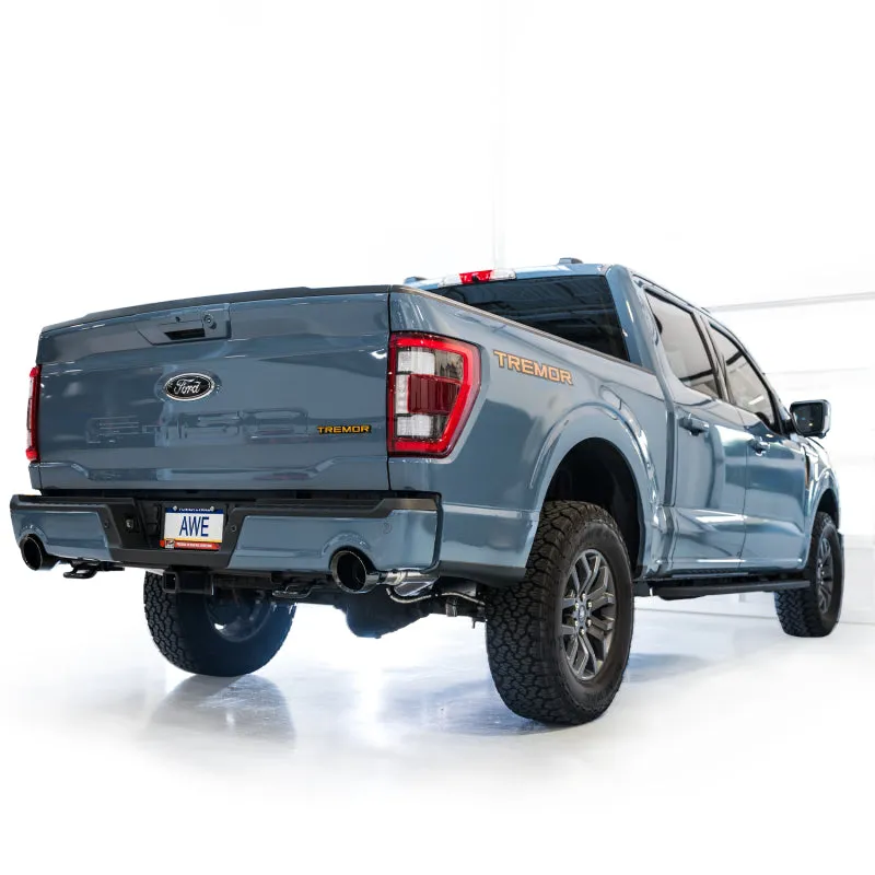 AWE Tuning 2021  Ford F-150 Tremor (w/ Bumper Cutouts) 0FG Non-Resonated Catback -Diamond Black Tips