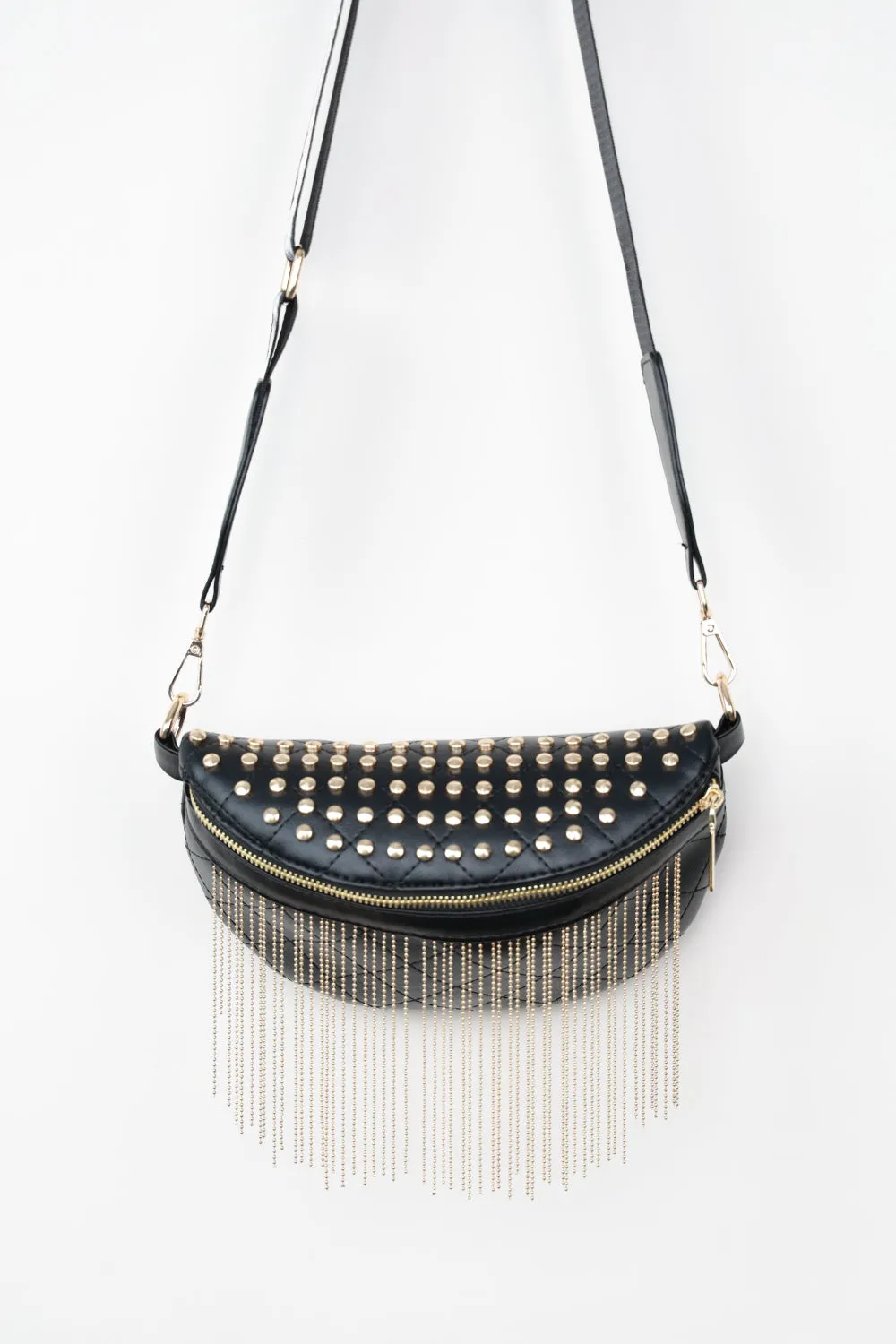 Backstage Studded Belt Bag with Fringes