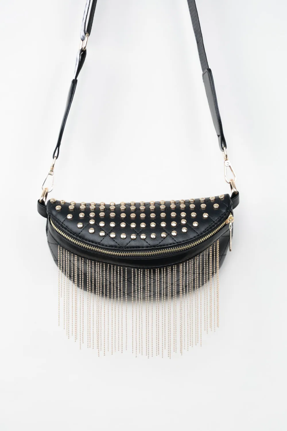 Backstage Studded Belt Bag with Fringes