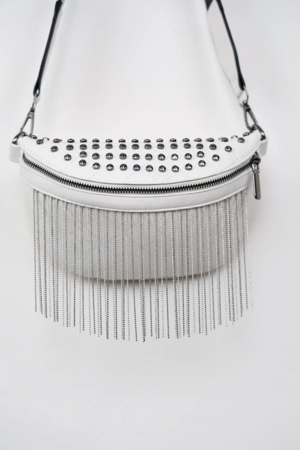 Backstage Studded Belt Bag with Fringes