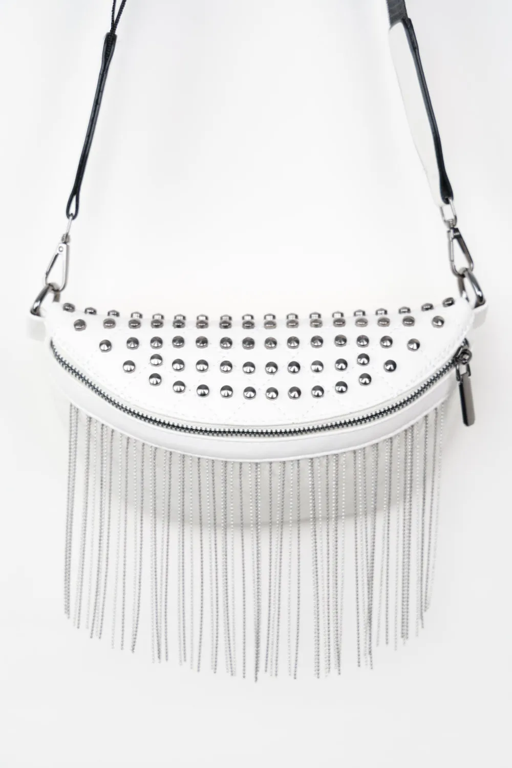 Backstage Studded Belt Bag with Fringes