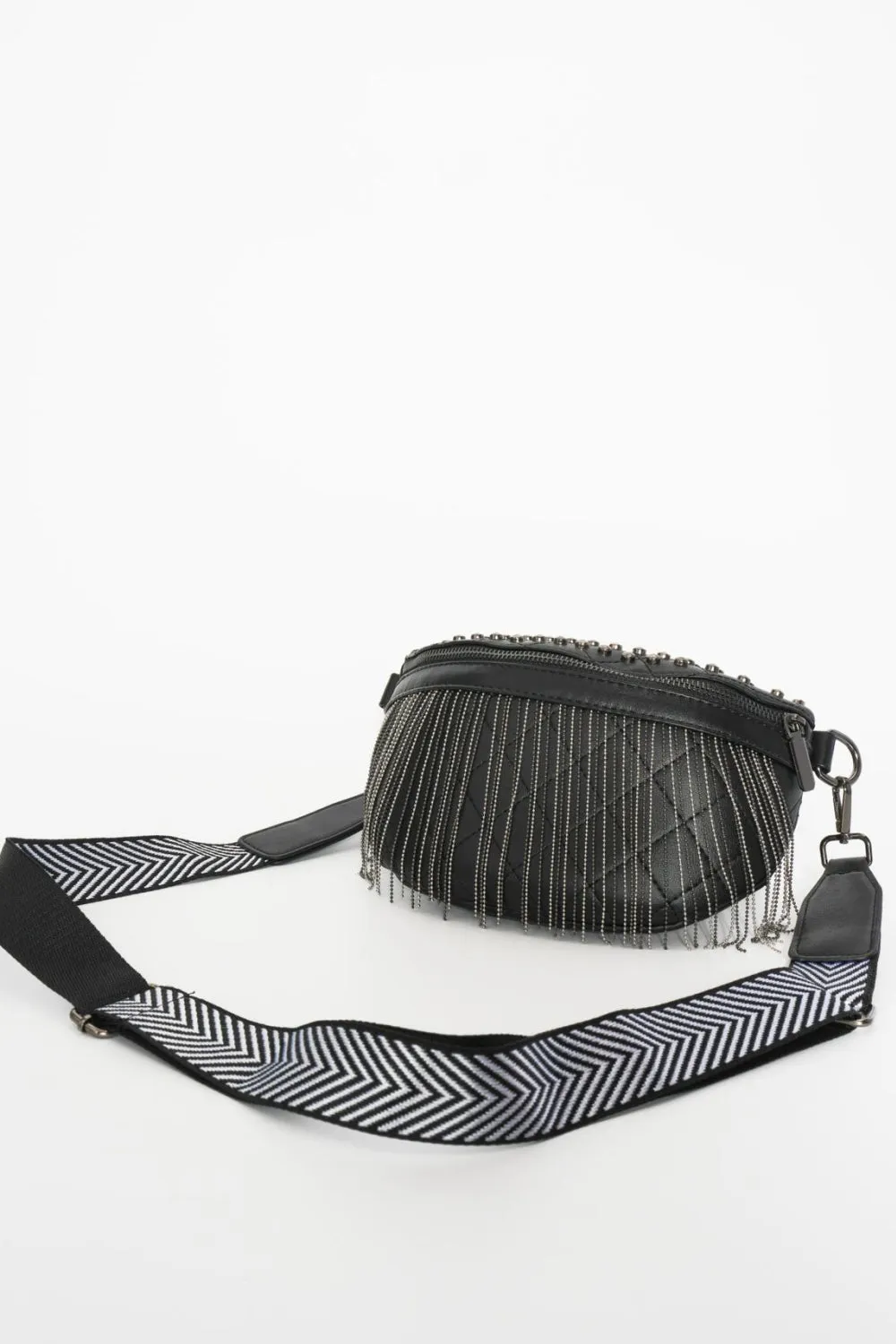 Backstage Studded Belt Bag with Fringes