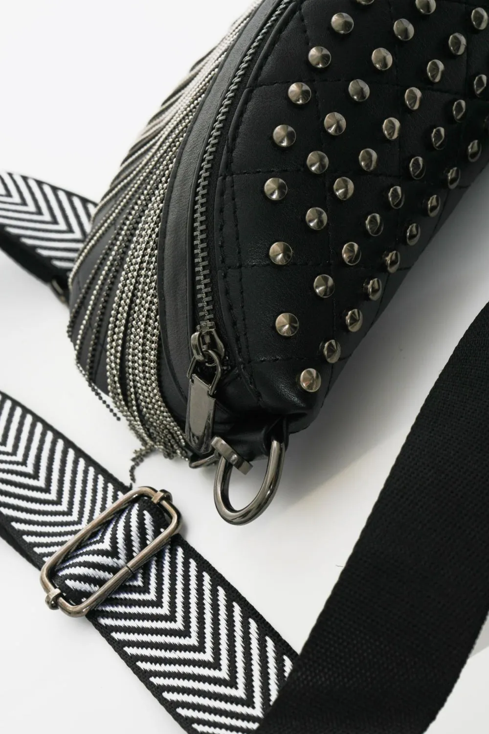 Backstage Studded Belt Bag with Fringes