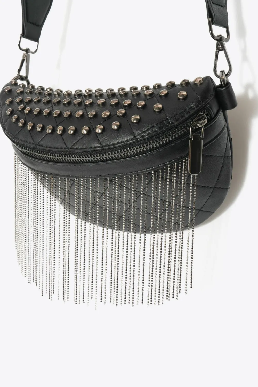 Backstage Studded Belt Bag with Fringes