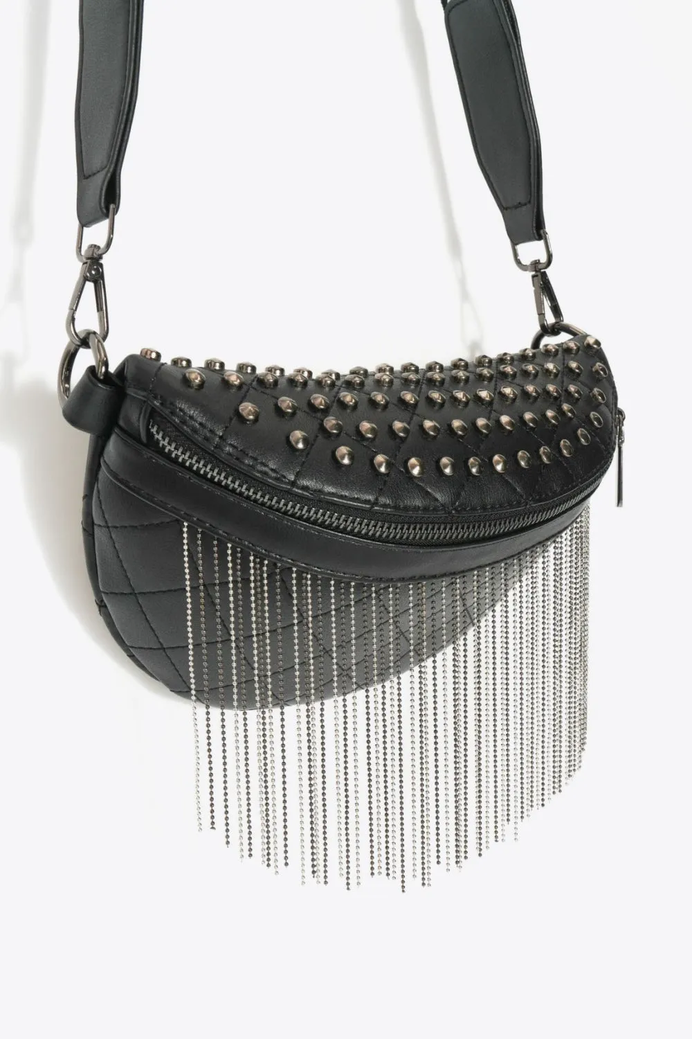 Backstage Studded Belt Bag with Fringes