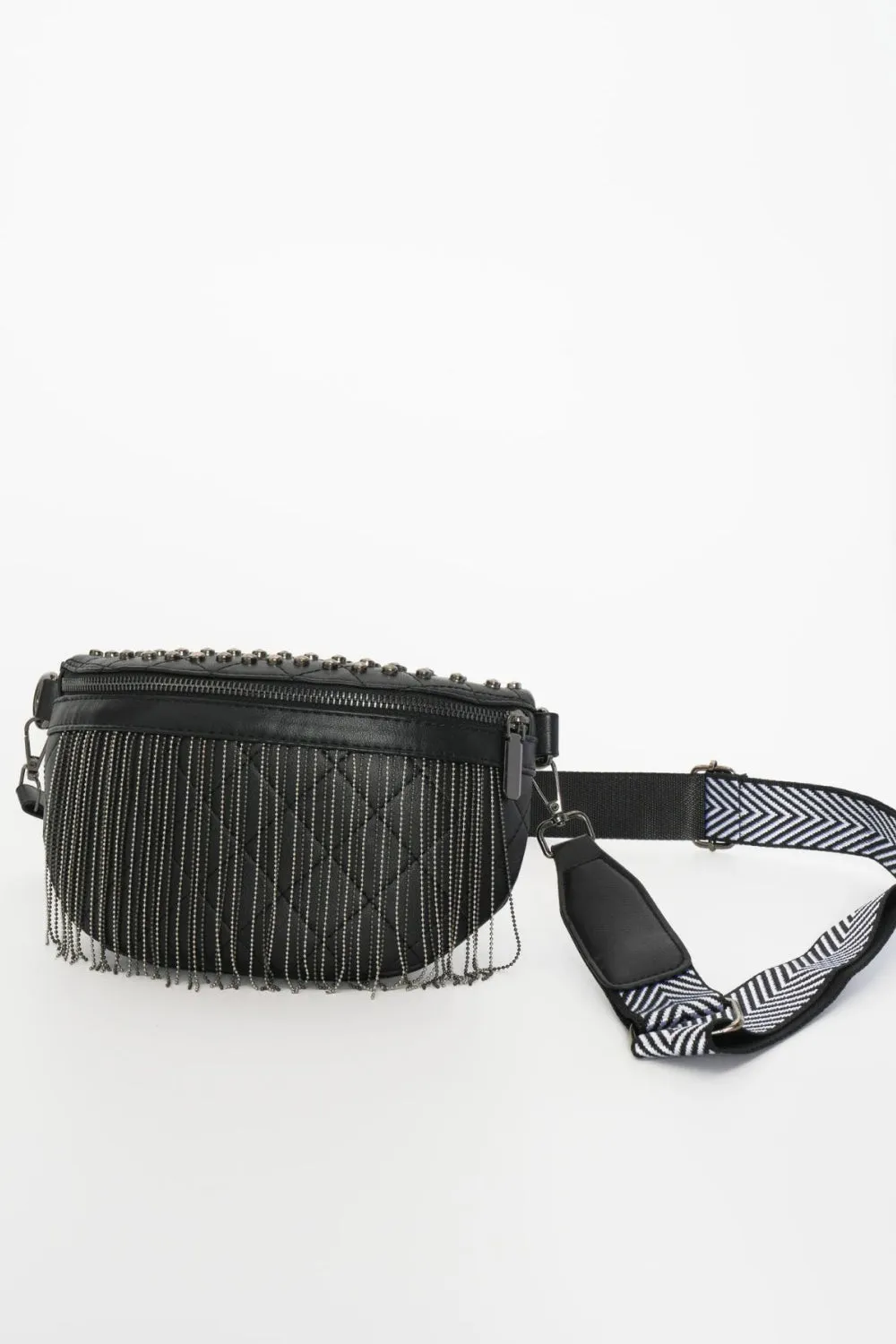 Backstage Studded Belt Bag with Fringes