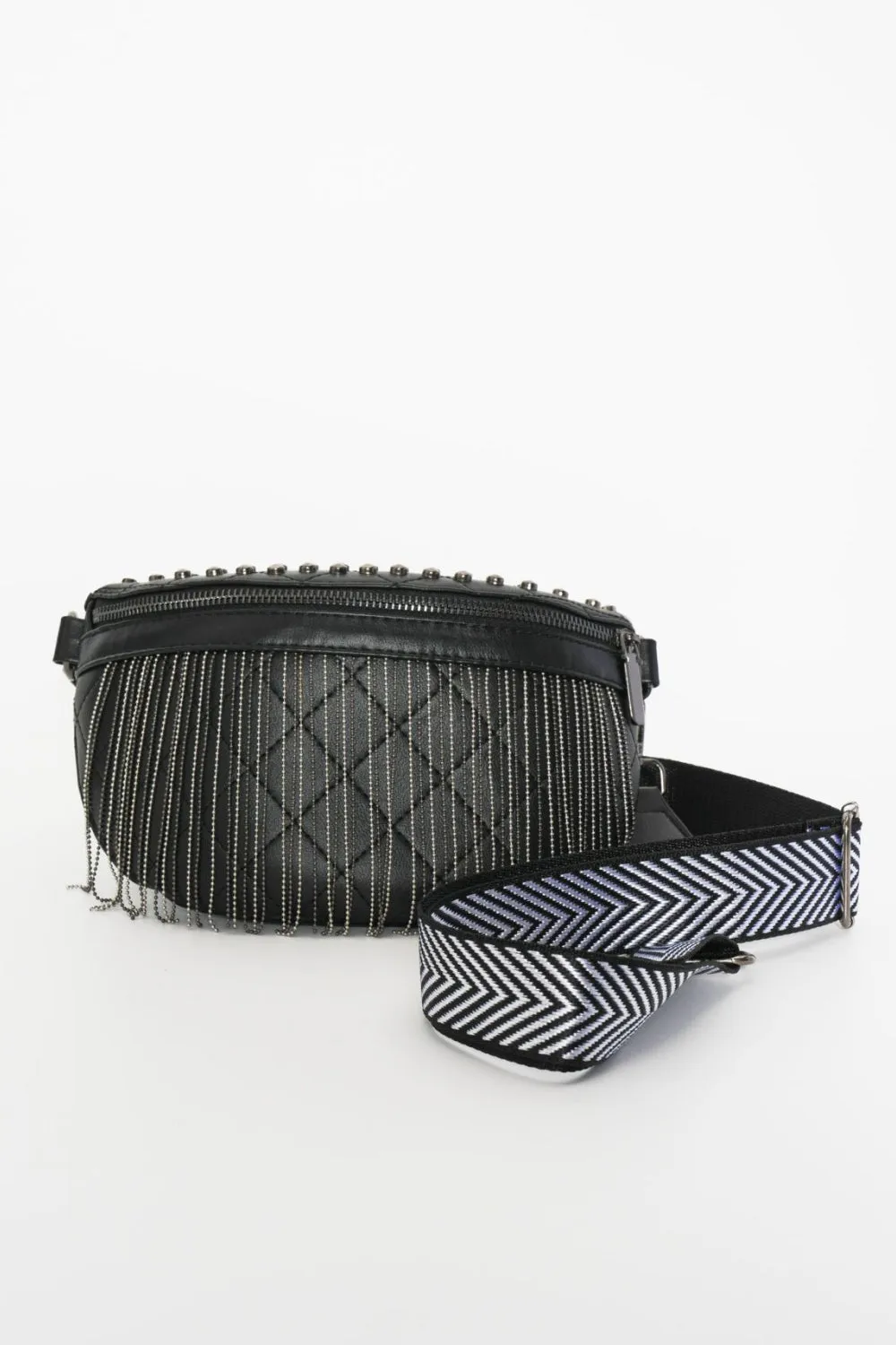 Backstage Studded Belt Bag with Fringes