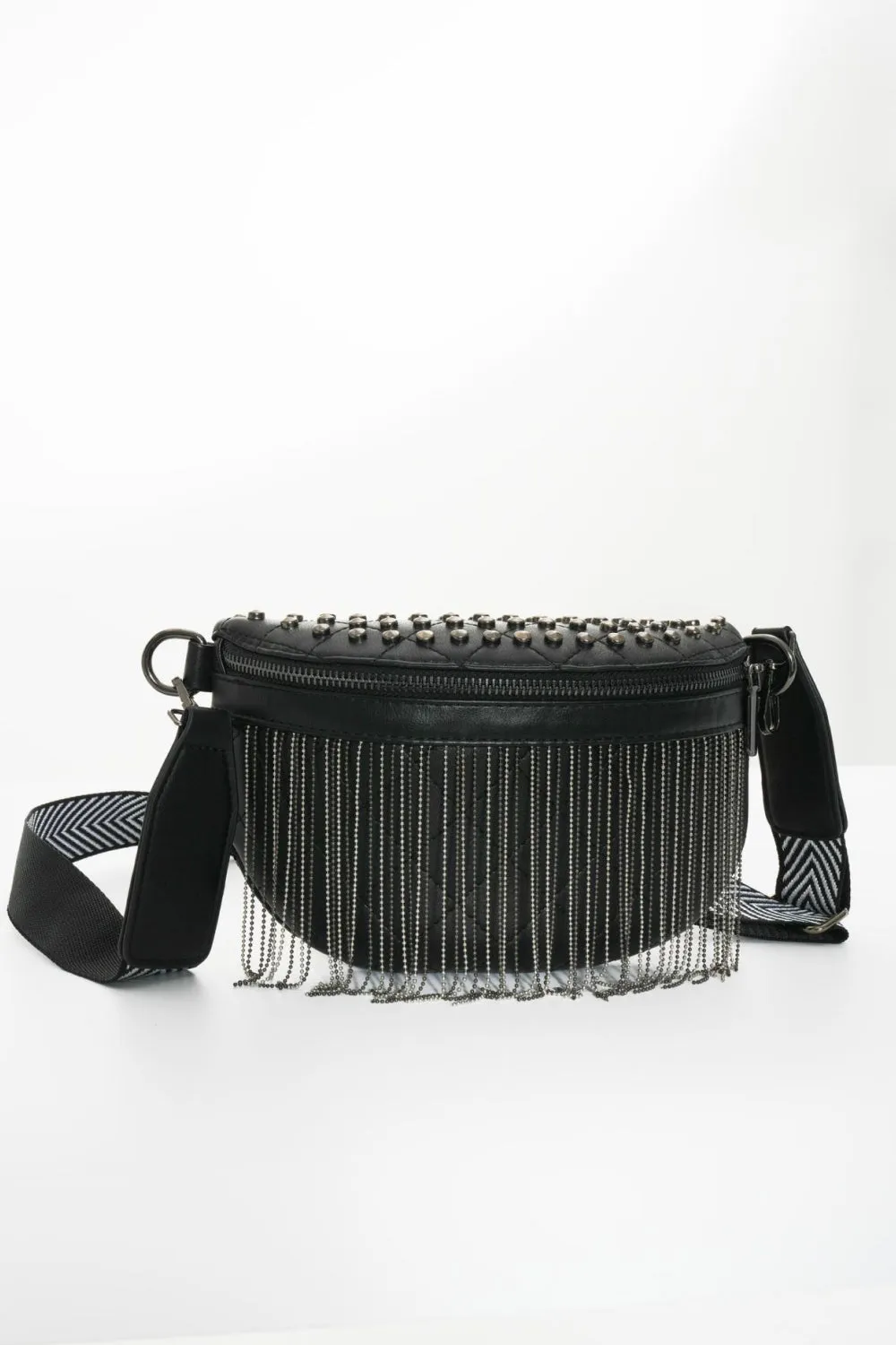 Backstage Studded Belt Bag with Fringes