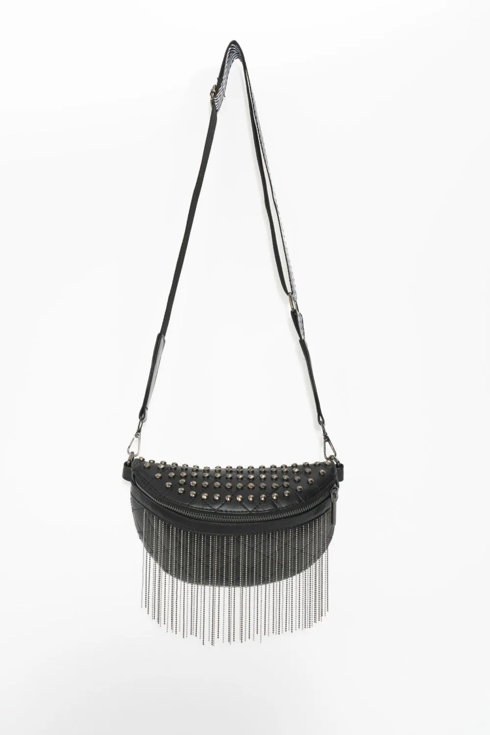 Backstage Studded Belt Bag with Fringes