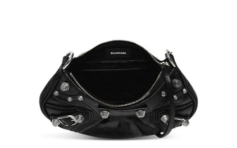 BALENCIAGA LE CAGOLE LAMBSKIN LEATHER MINI CHAIN SHOULDER BAG