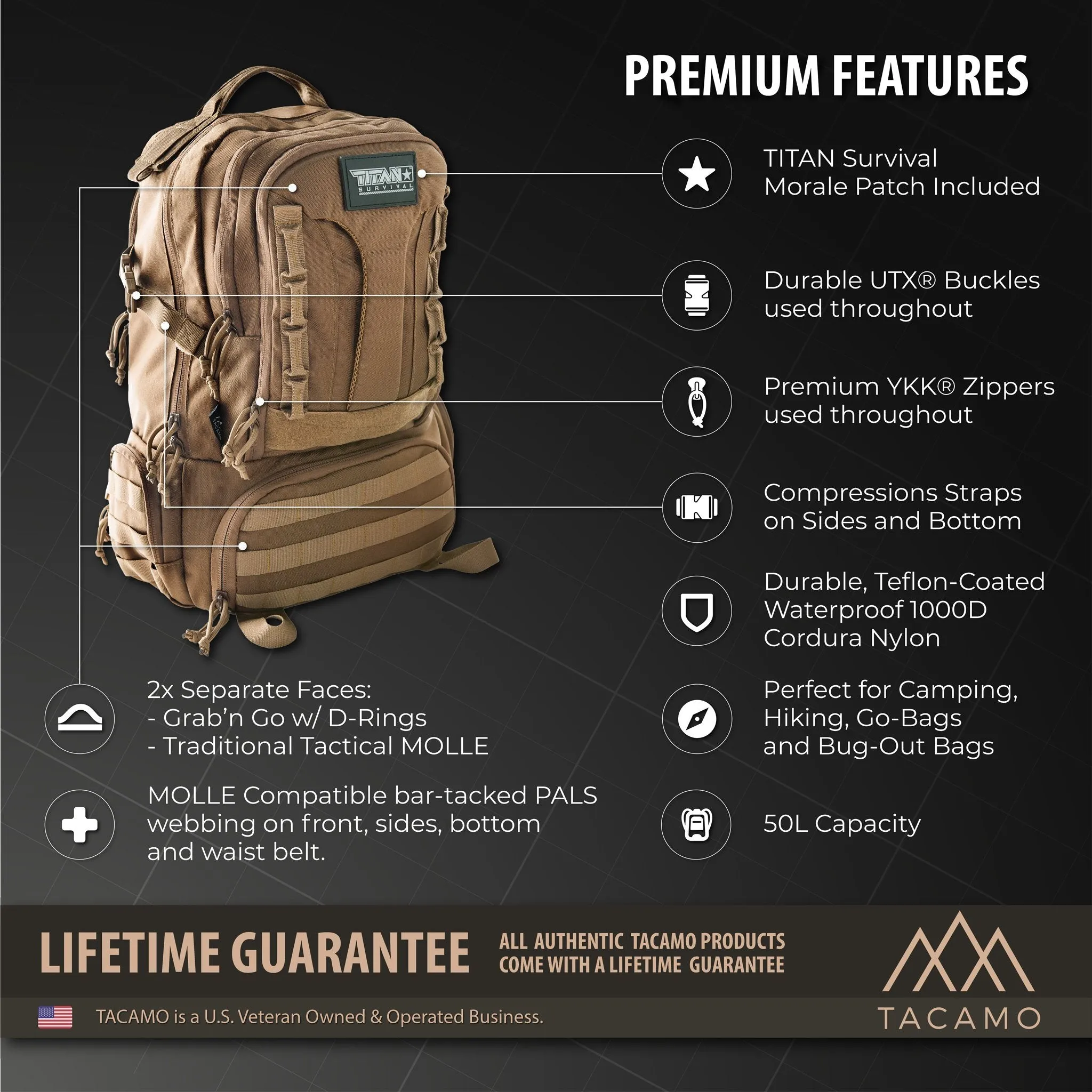 BC50 50L 72-Hour Tactical Backpack