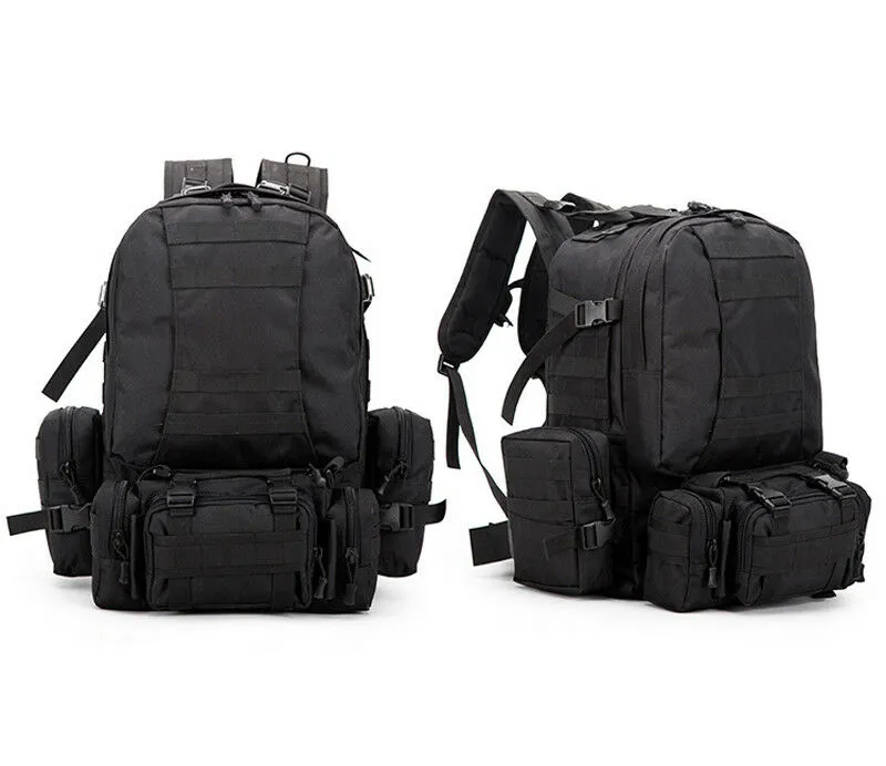 Black 55L Military Sports Tactical Camping Hiking Backpack Luggage Rucksack Bag