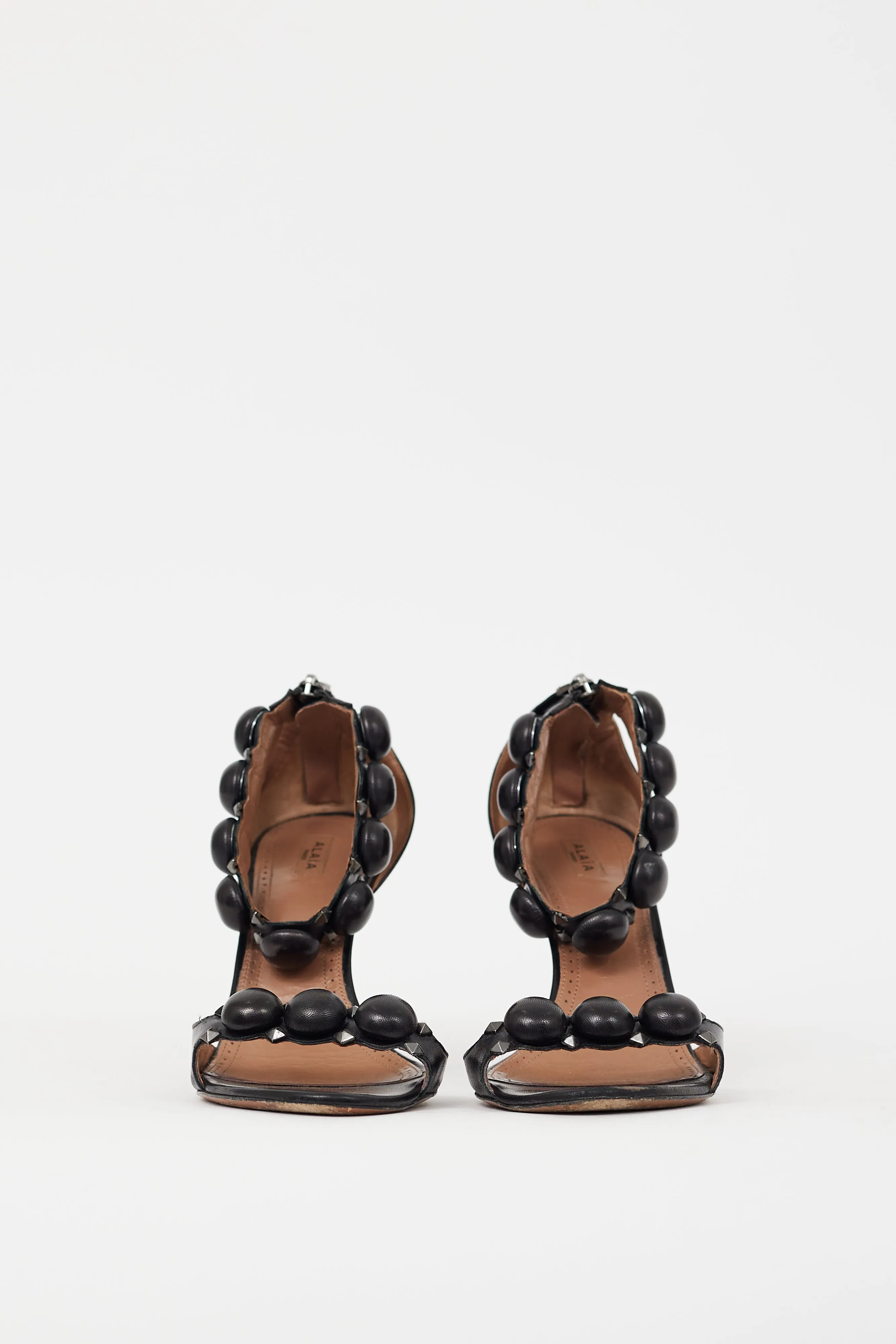 Black & Silver Leather Bombe Sandal