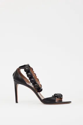 Black & Silver Leather Bombe Sandal