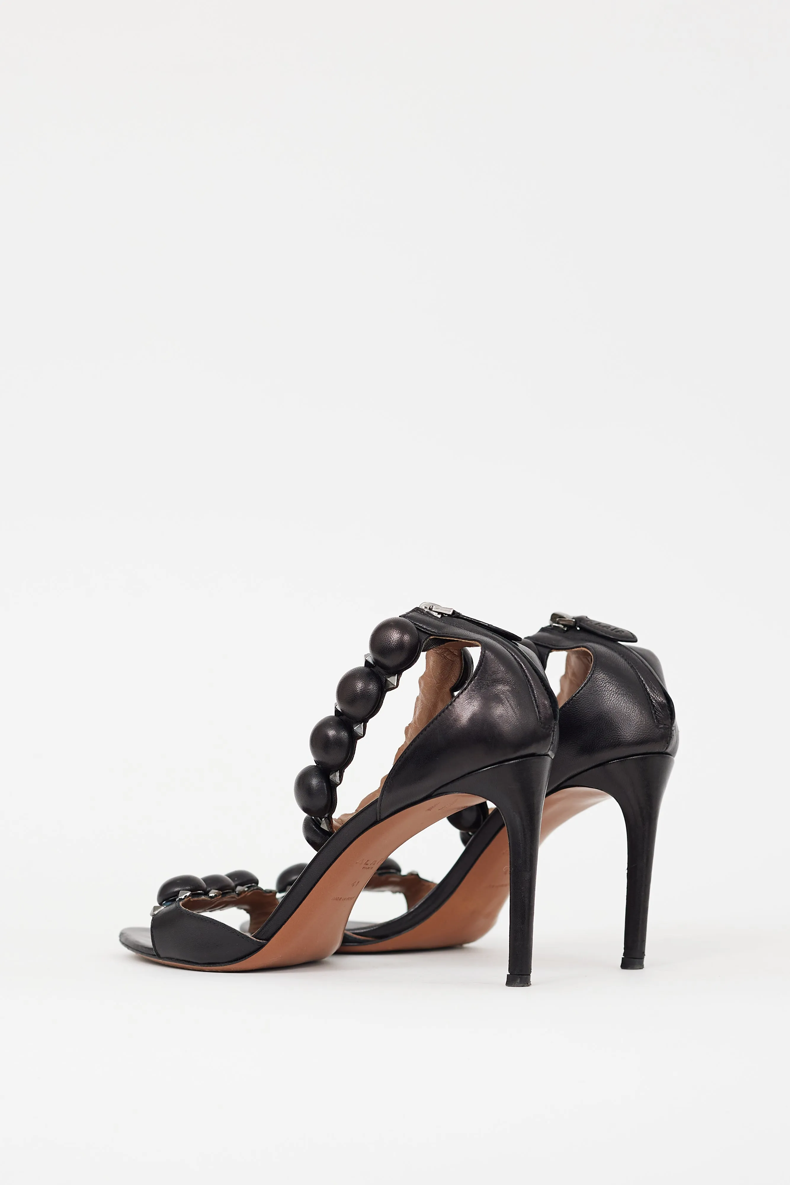 Black & Silver Leather Bombe Sandal