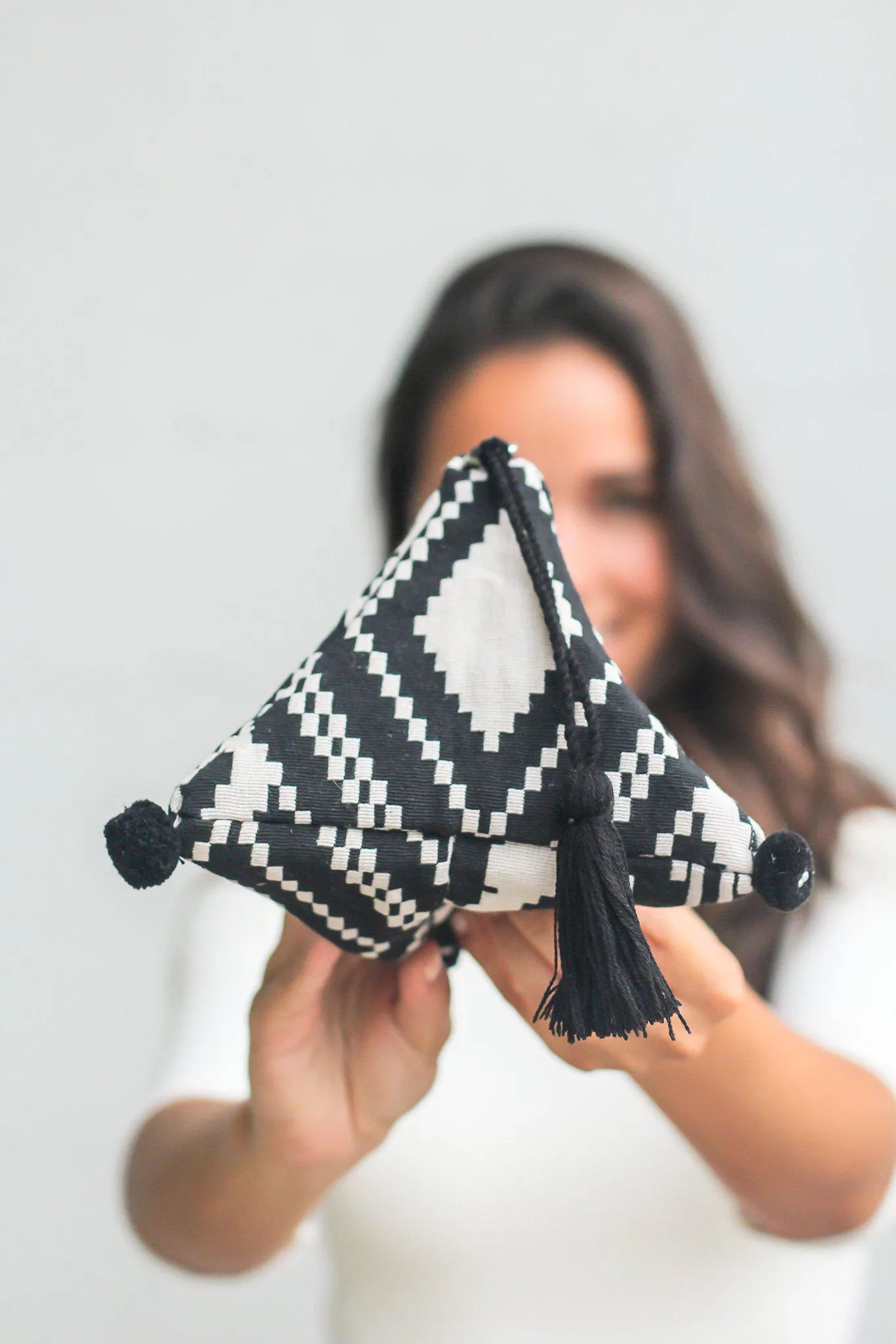 Black and White Multi Color Triangular Mini Bag