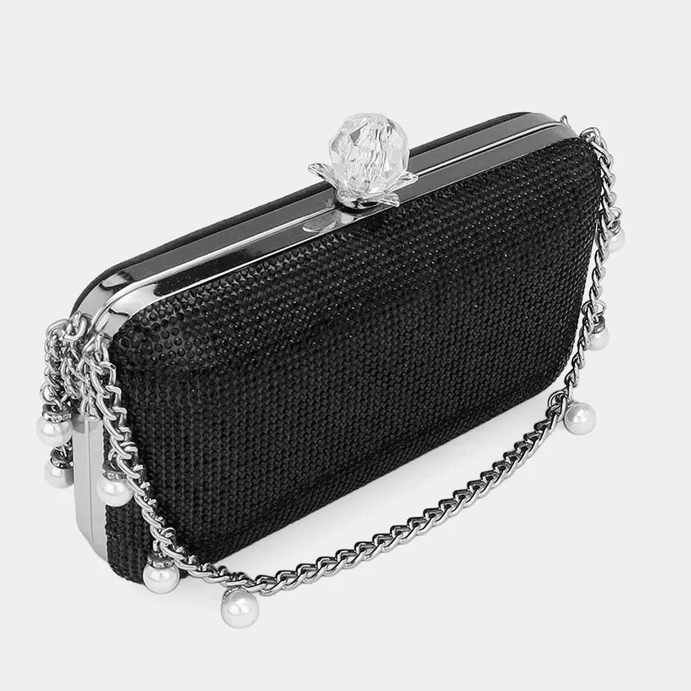 Bling Pearl Charm Evening Clutch Bag