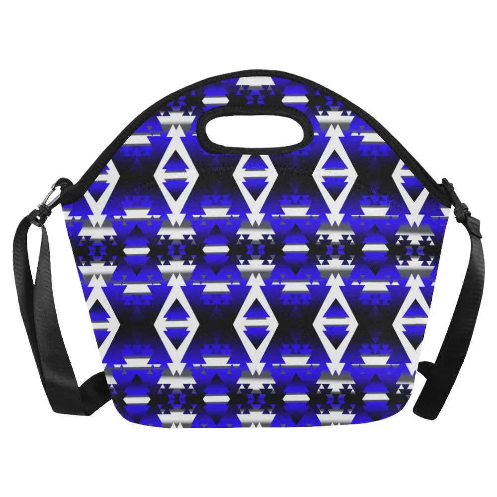 Blue Winter Camp Large Insulated Neoprene Lunch Bag