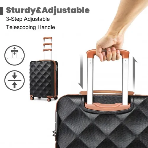 British Traveller 20 Inch Ultralight ABS & Polycarbonate Suitcase with TSA Lock - Sleek Black & Elegant Brown