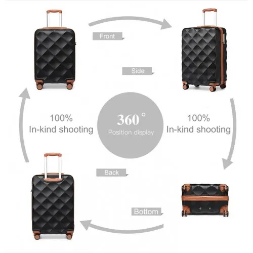 British Traveller 20 Inch Ultralight ABS & Polycarbonate Suitcase with TSA Lock - Sleek Black & Elegant Brown