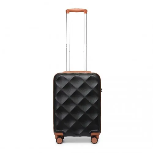 British Traveller 20 Inch Ultralight ABS & Polycarbonate Suitcase with TSA Lock - Sleek Black & Elegant Brown