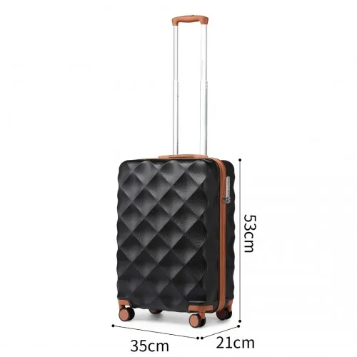 British Traveller 20 Inch Ultralight ABS & Polycarbonate Suitcase with TSA Lock - Sleek Black & Elegant Brown