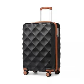 British Traveller 20 Inch Ultralight ABS & Polycarbonate Suitcase with TSA Lock - Sleek Black & Elegant Brown