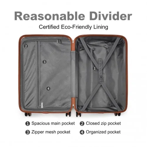 British Traveller 20 Inch Ultralight ABS & Polycarbonate Suitcase with TSA Lock - Sleek Black & Elegant Brown