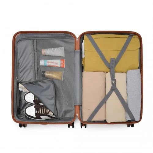 British Traveller 20 Inch Ultralight ABS & Polycarbonate Suitcase with TSA Lock - Sleek Black & Elegant Brown