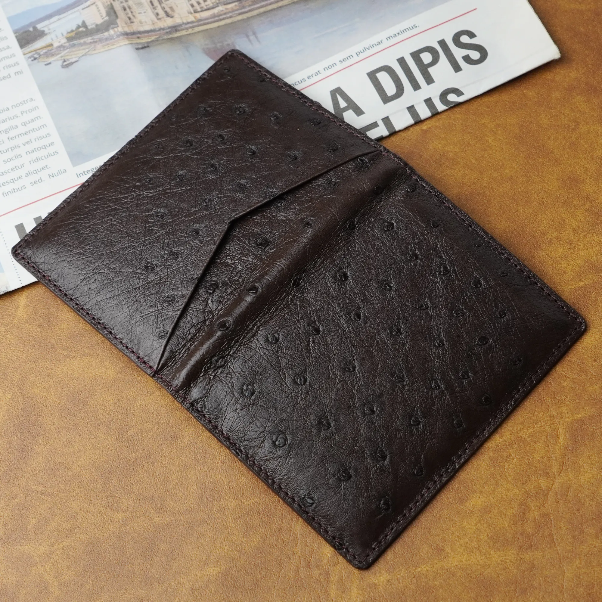 Brown Double Side Ostrich Leather Credit Card Holder | RFID Blocking | CARDOS-03