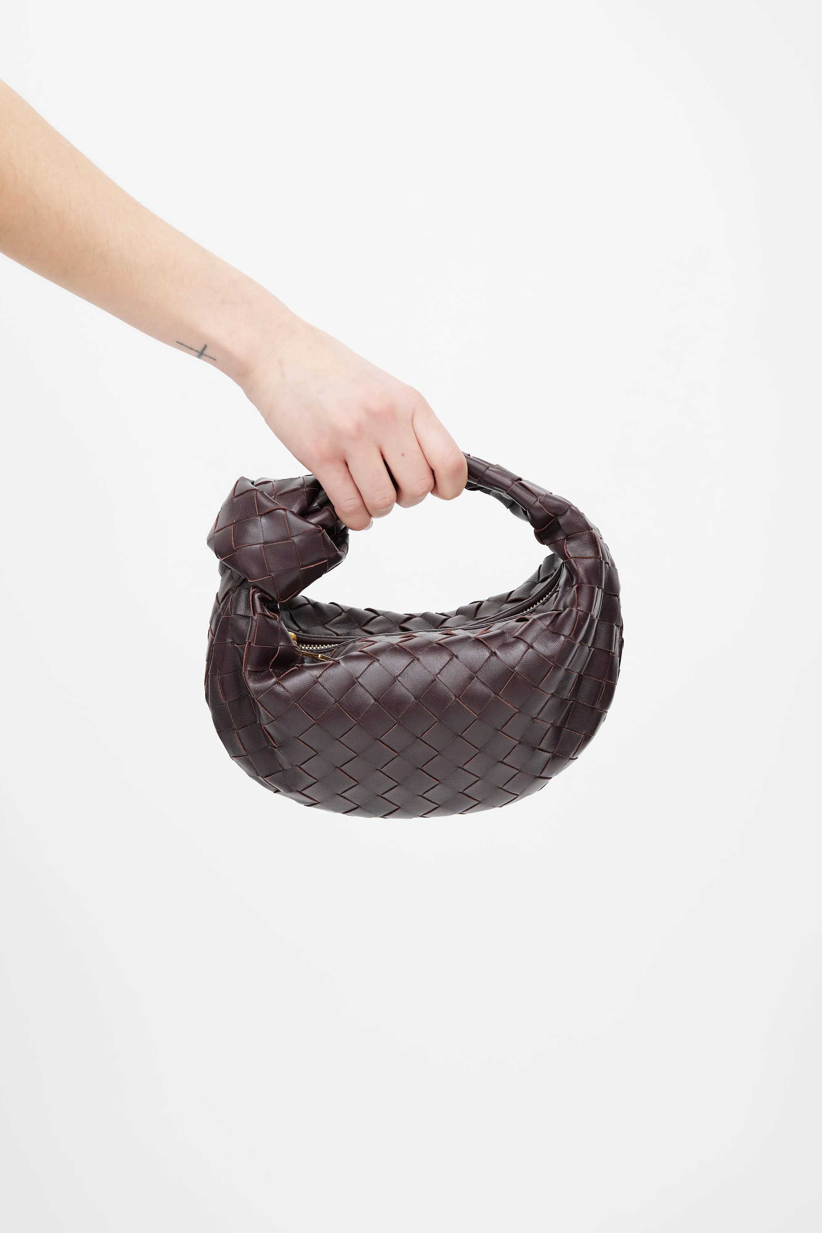 Brown Intrecciato Leather Mini Jodie Bag