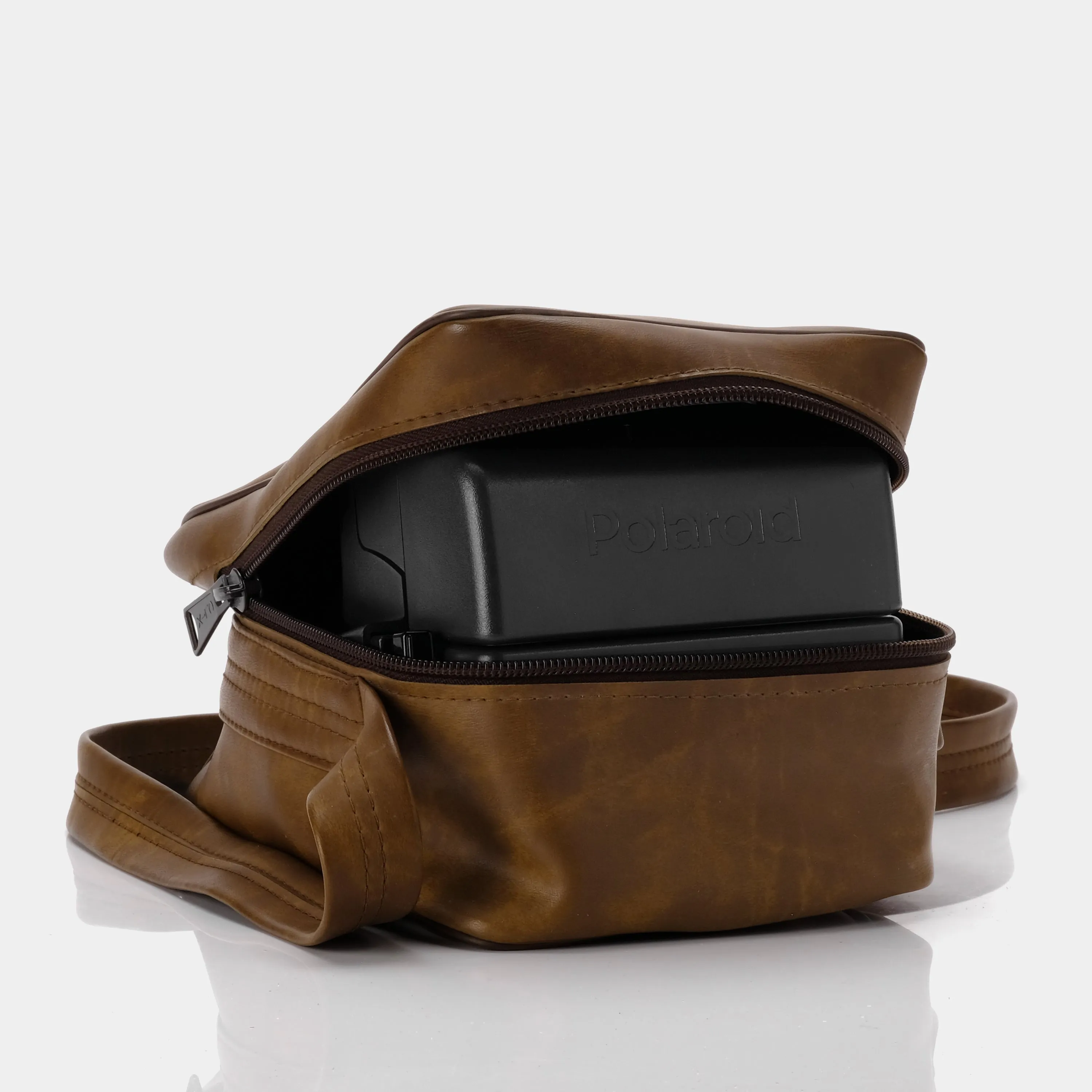 Brown Leather Polaroid Instant Camera Bag