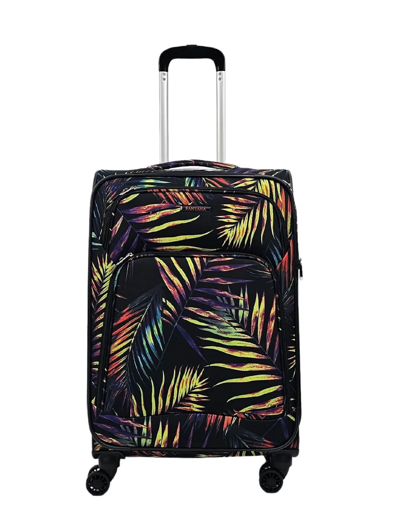 Butterfly Leaf Check Print Suitcase 4 Wheels Cabin Check In Hand Luggage Soft Shell Trolley