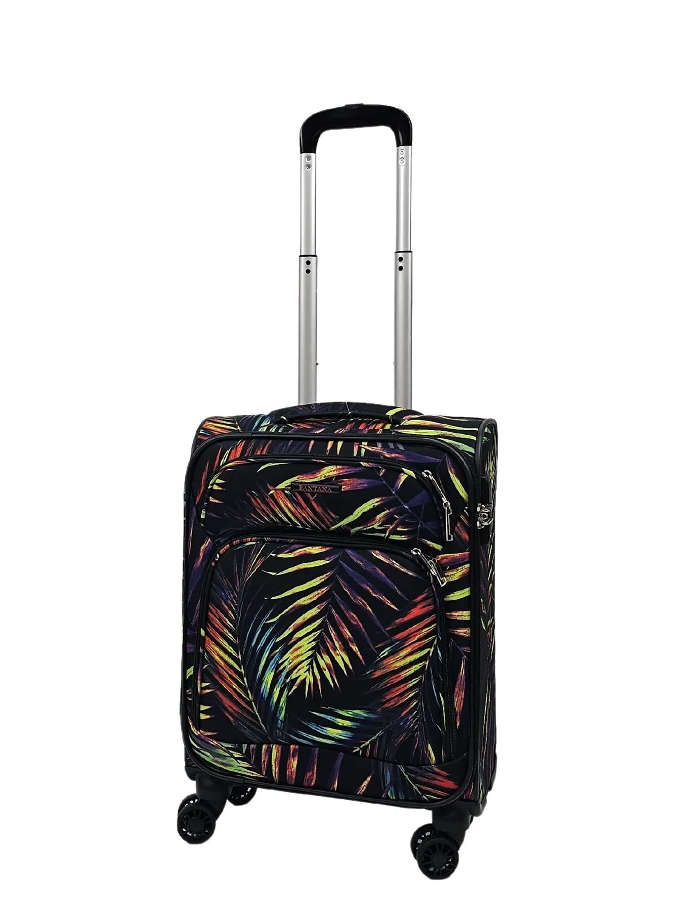 Butterfly Leaf Check Print Suitcase 4 Wheels Cabin Check In Hand Luggage Soft Shell Trolley