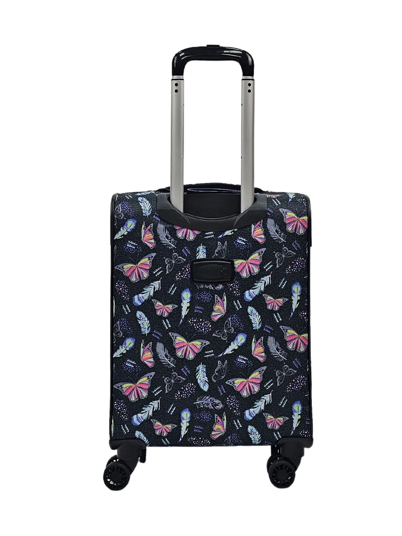 Butterfly Leaf Check Print Suitcase 4 Wheels Cabin Check In Hand Luggage Soft Shell Trolley