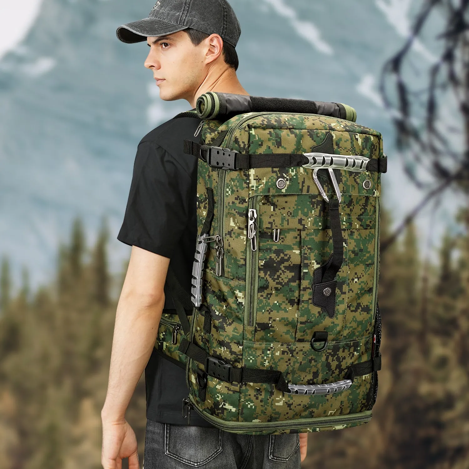 Camo Nylon Travel Backpack for Men