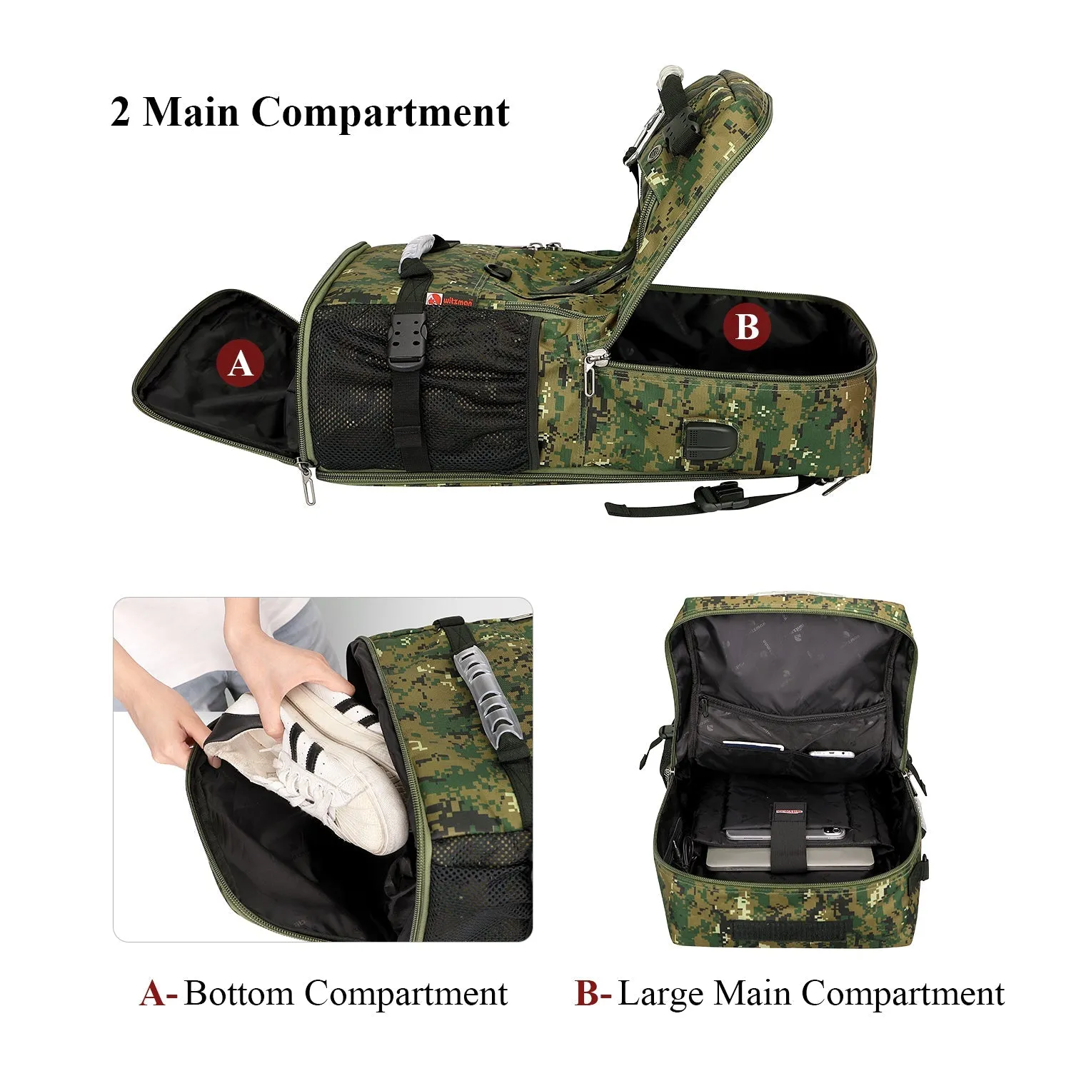 Camo Nylon Travel Backpack for Men