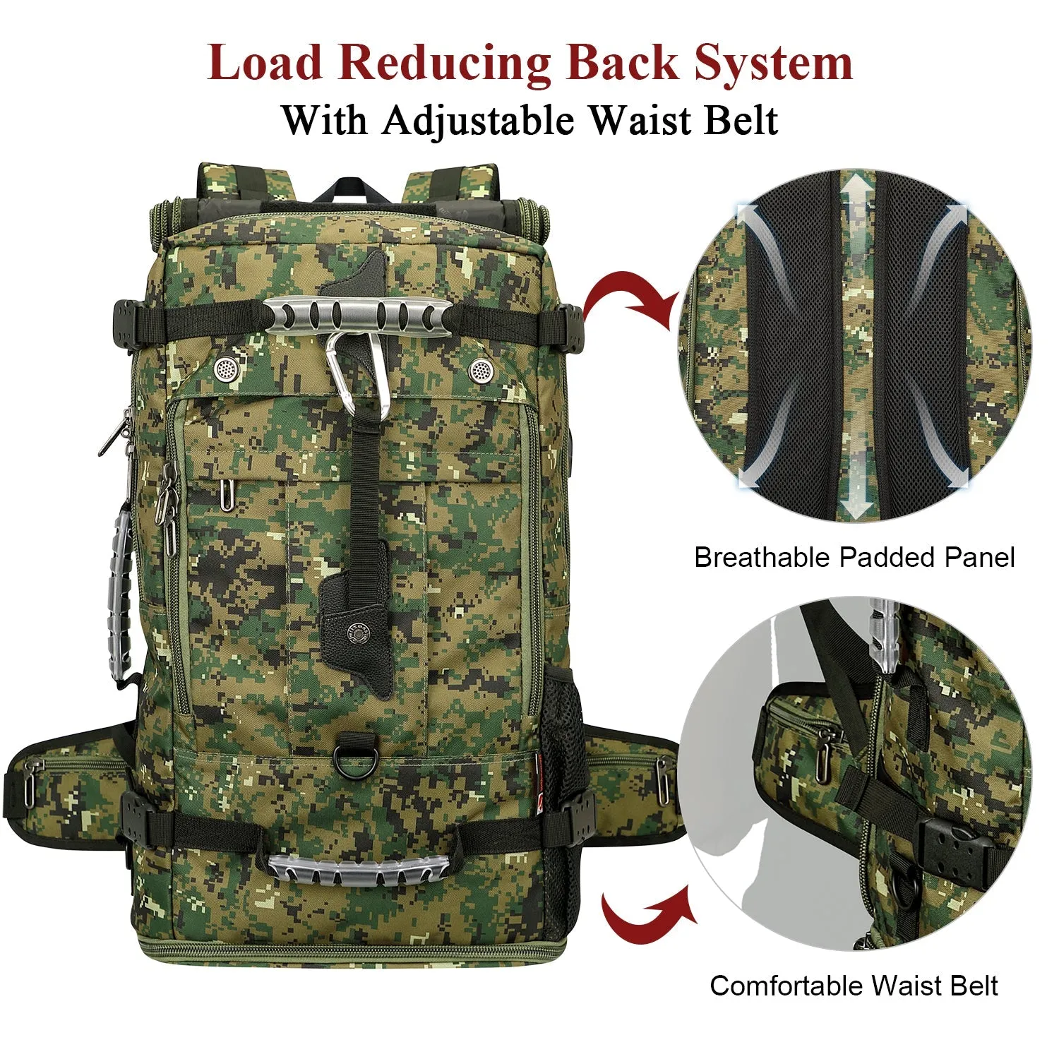 Camo Nylon Travel Backpack for Men